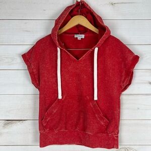 Evereve Red Short Sleeve Hoodie.